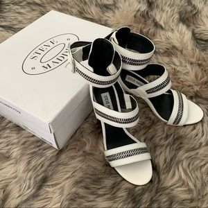 Steve Madden White Zipper Heels